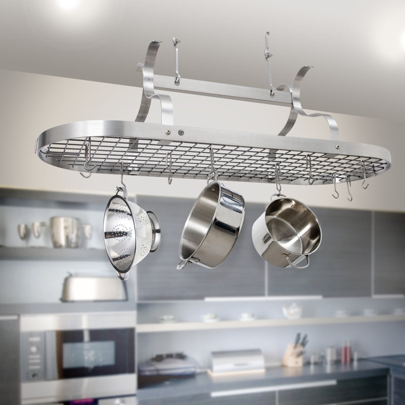 Handcrafted Hanging Pot Rack, Stainless Steel