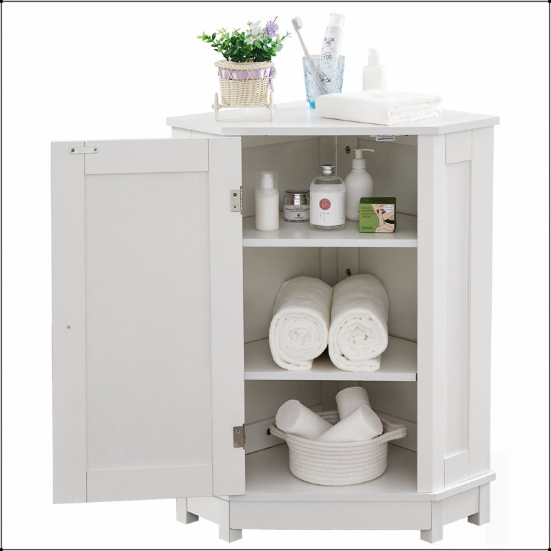 Bathroom Cabinet Triangle Corner Storage with Adjustable Shelf, Modern MDF Board for Efficient Space Utilization