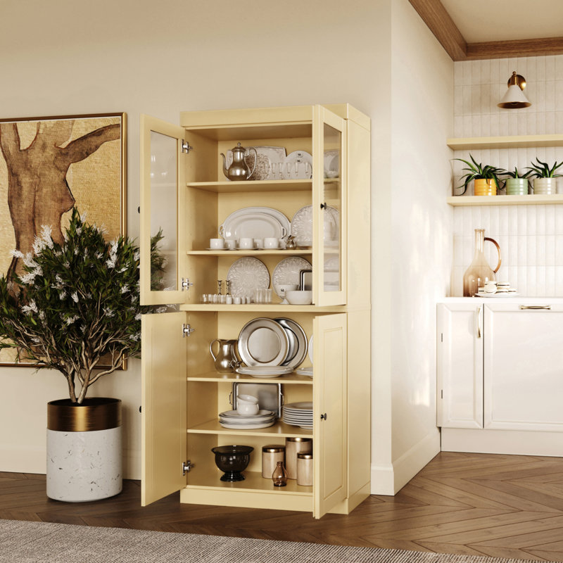 Armoire garde-manger 100% bois massif Kaniesha Palace Imports, Jaune