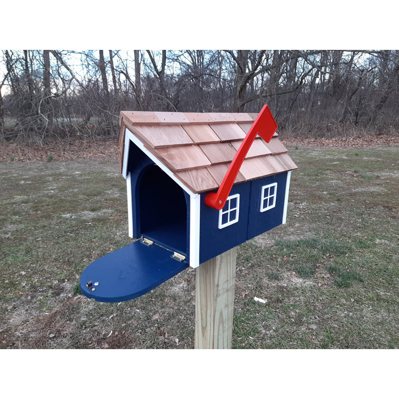 Boîte aux lettres Amish, fabriquée à la main, boîte aux lettres de style grange, Bleu marine