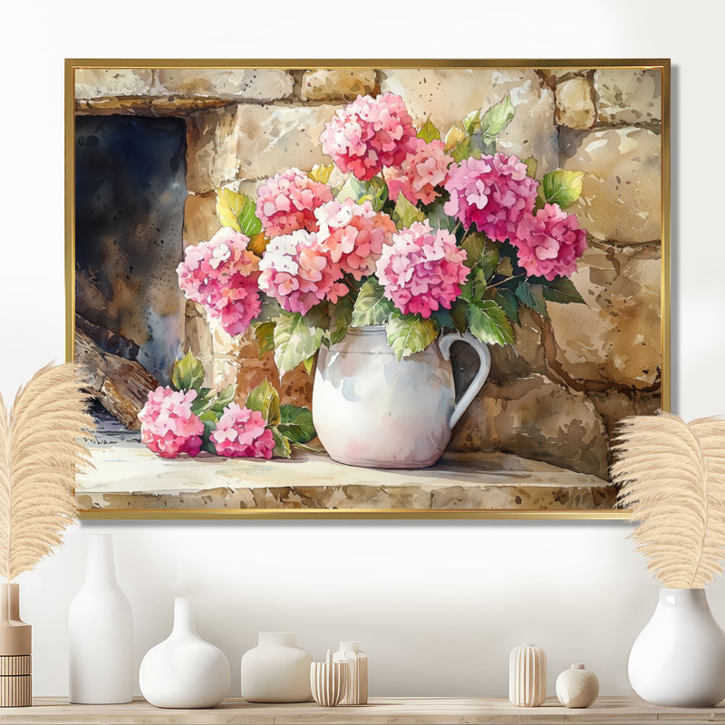 Dukene - Floral Wall Art, 12" H x 20" W, Floater Framed Print, Gold
