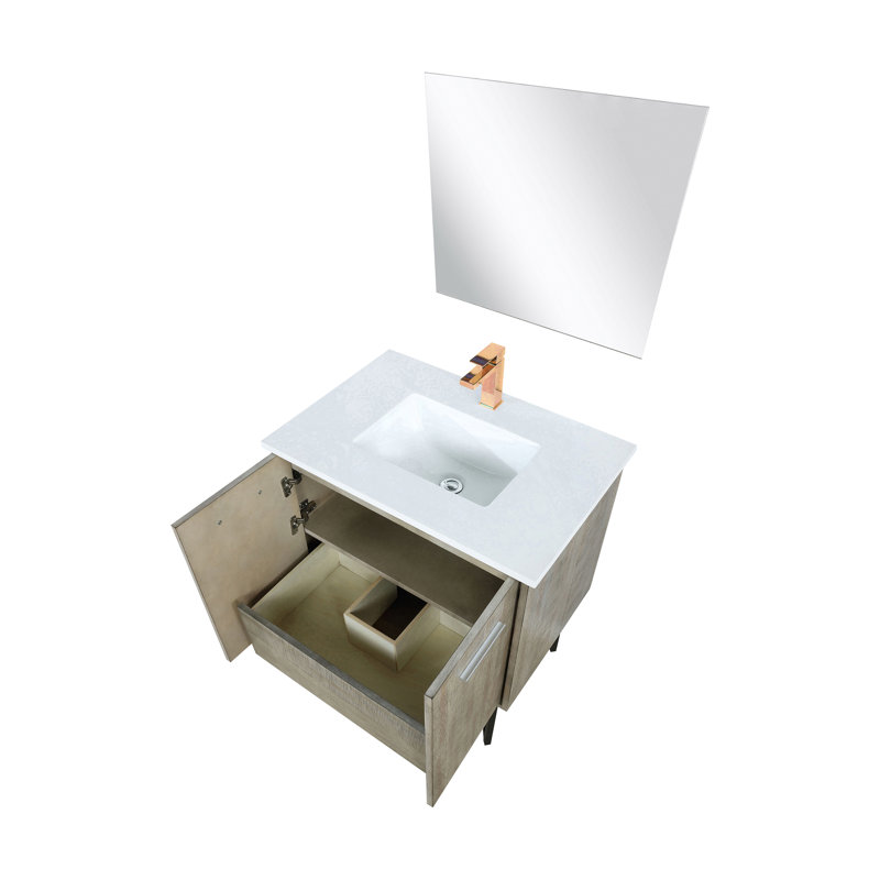 Lancy 30 in W x 20 in D Single Bath Vanity Mirror and Faucet Set, White Quartz