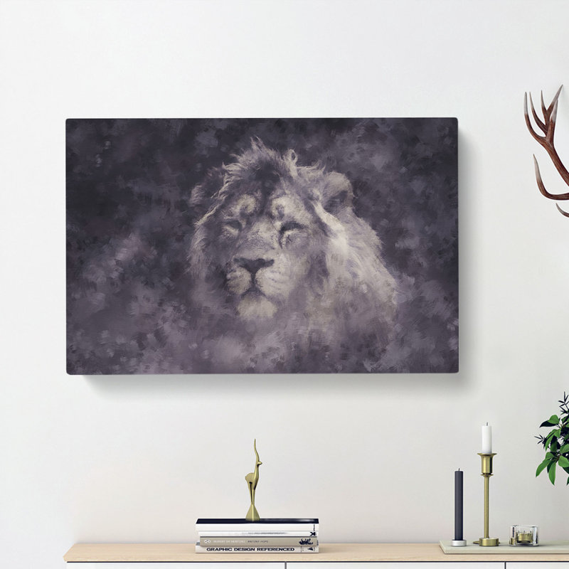 Lion In The Mist - Wrapped Canvas, 40cm H x 60cm W x 4cm D