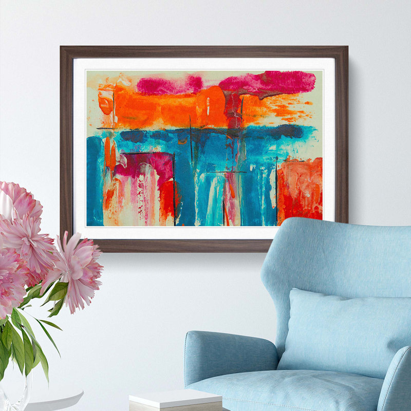 Abstract Art Painting Vol.305 by S.Johnson - Framed Print, 62cm H x 87cm W x 2cm D, Walnut Framed