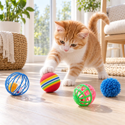 Cat Toy Variety Set – 20/21/24/26 Piece Interactive Kitten Toy Bundle with Teaser Wands, Mice, Crinkle Balls & Springs, Select Sets Include Foldable Tunnel (Multicolor)