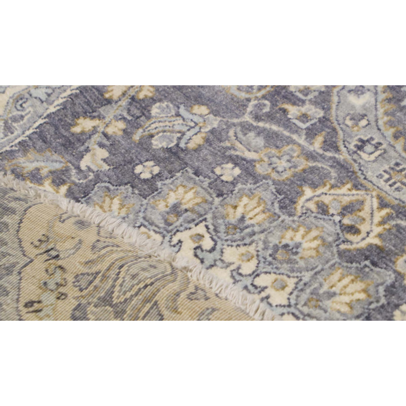 Hand-Knotted High-Quality Gray Round Area Rug