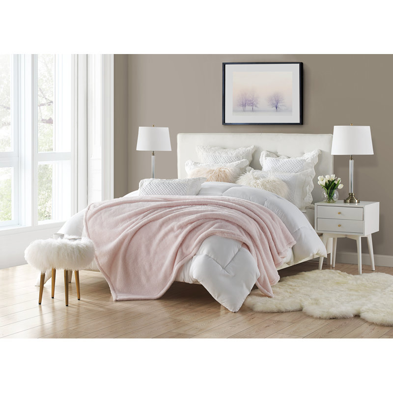 Blush Oversized Faux Fur Reversible Throw Blanket