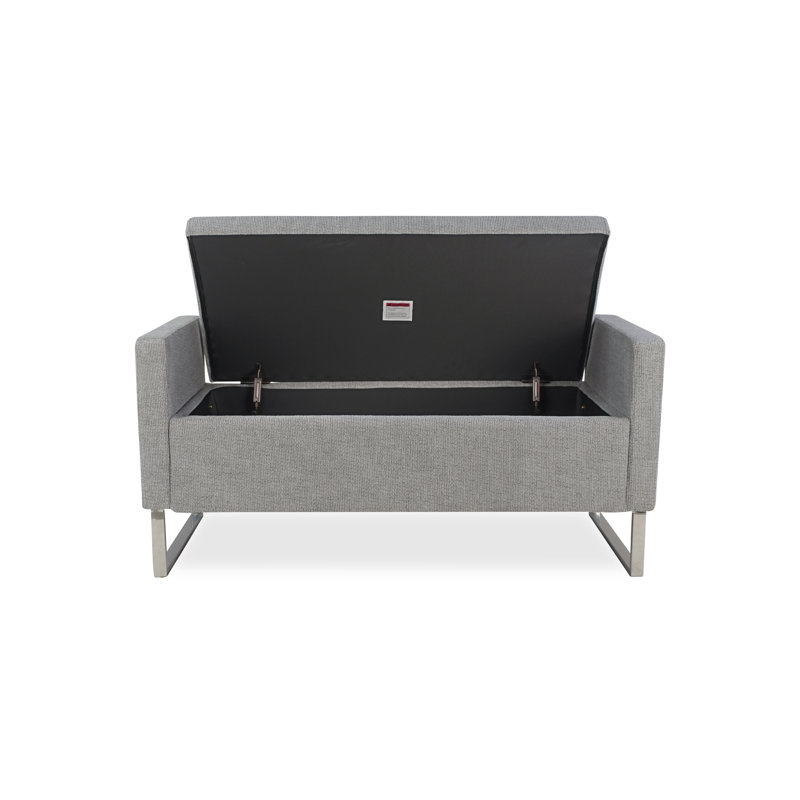 Banc de rangement avec repose-pieds 47 po avec base en métal - gris