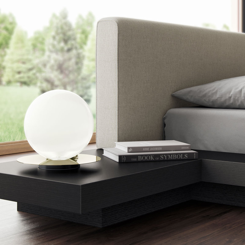 Upholstered Bed, Queen, Walnut/Pearl Gray Fabric