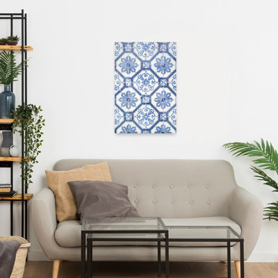 Motif azulejo bleu à motif géométrique classique