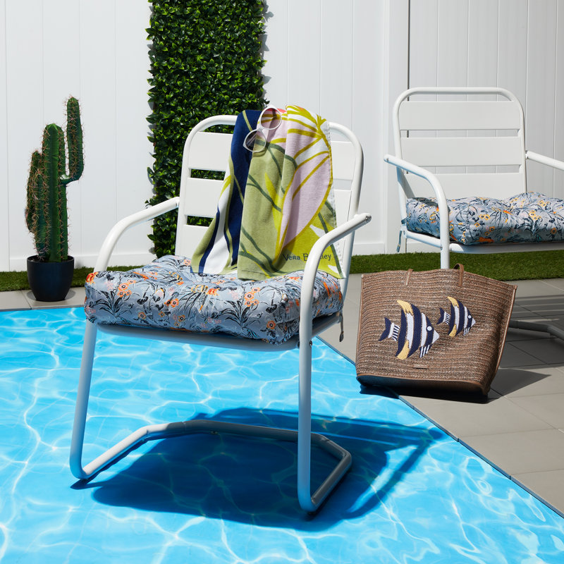 Vera Bradley by Classic Accessories Water-Resistant Patio Chair Cushions, Rain Forest Toile Grey
