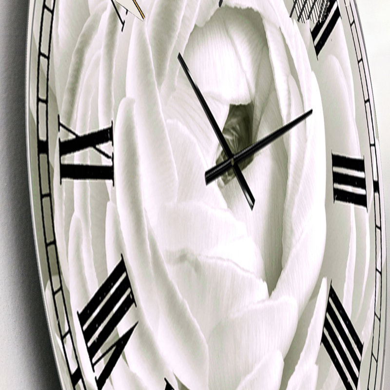 White Rannunculus Close up - Large Cottage Wall Clock, Small
