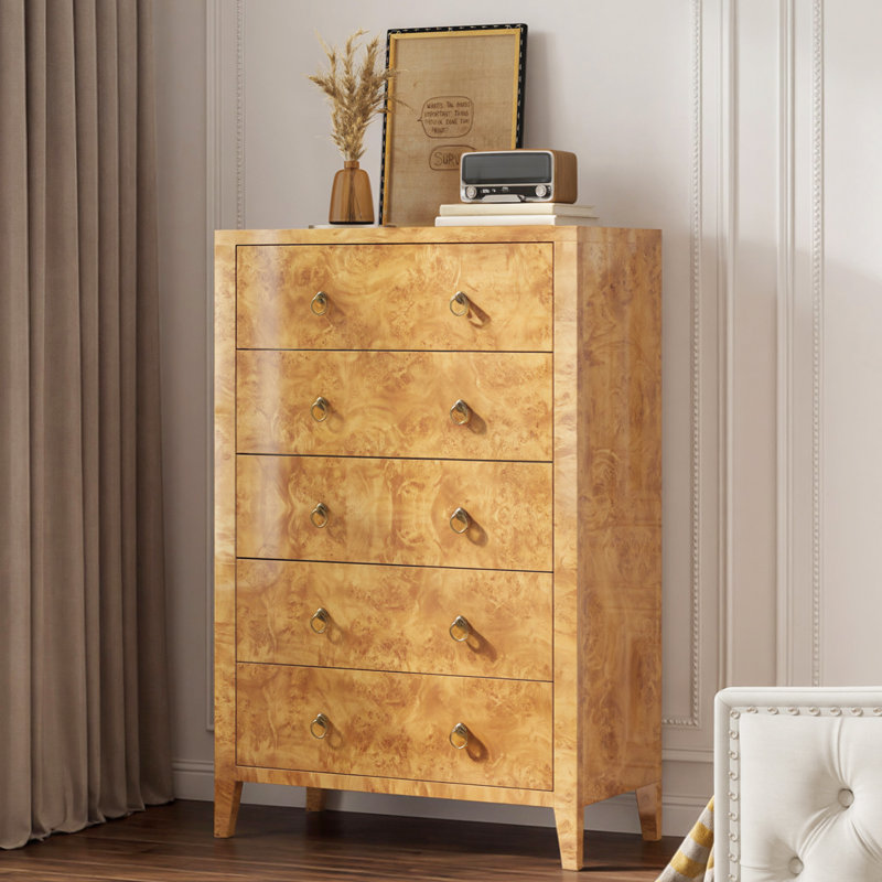 Commode 5 tiroirs Dorne, Jaune