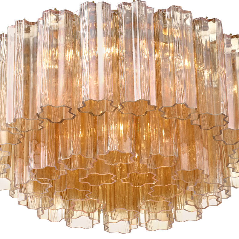 Plafonnier encastré 7 lumières Shaurya, Laiton vieilli / ambre