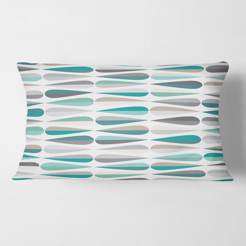 Coussin décoratif rétro à imprimé abstrait rétro Mid-Century, Bleu sarcelle/Gris