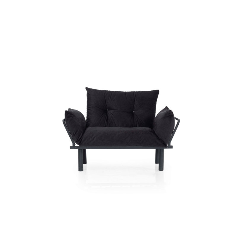 Ewald Upholstered 49'' Sofa, Black Chenille