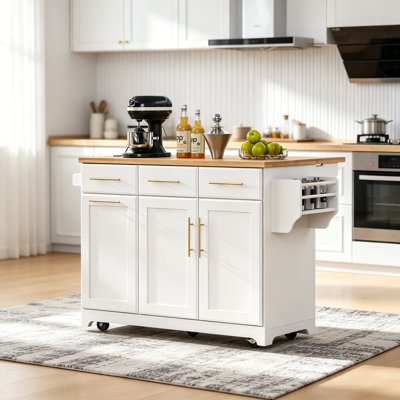 Kitchen Island Storage Cart With Drop Leaf