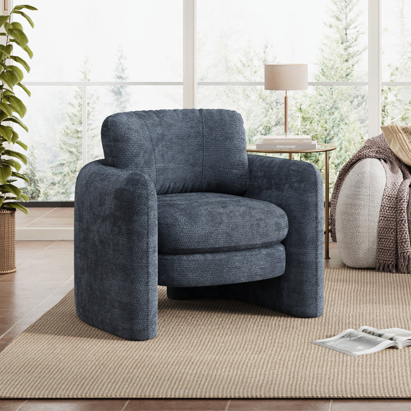 Fauteuil d'appoint 34,5 po, Chenille bleu