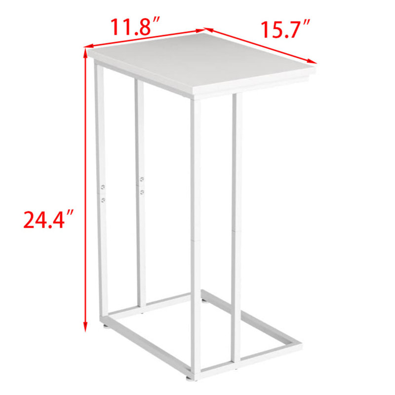 C Couch Table with Metal Frames, White
