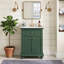 Meuble-lavabo moderne de 24 po avec tiroir rabattable, vert, rangement étagé et personnalisé, structure à dossier ouvert et pieds tournés en boule, fonctionnement silencieux-704971701