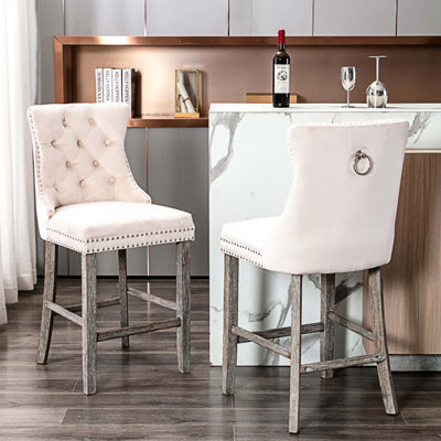 Jaquory Upholstered Counter Stool with Solid Wood Frame