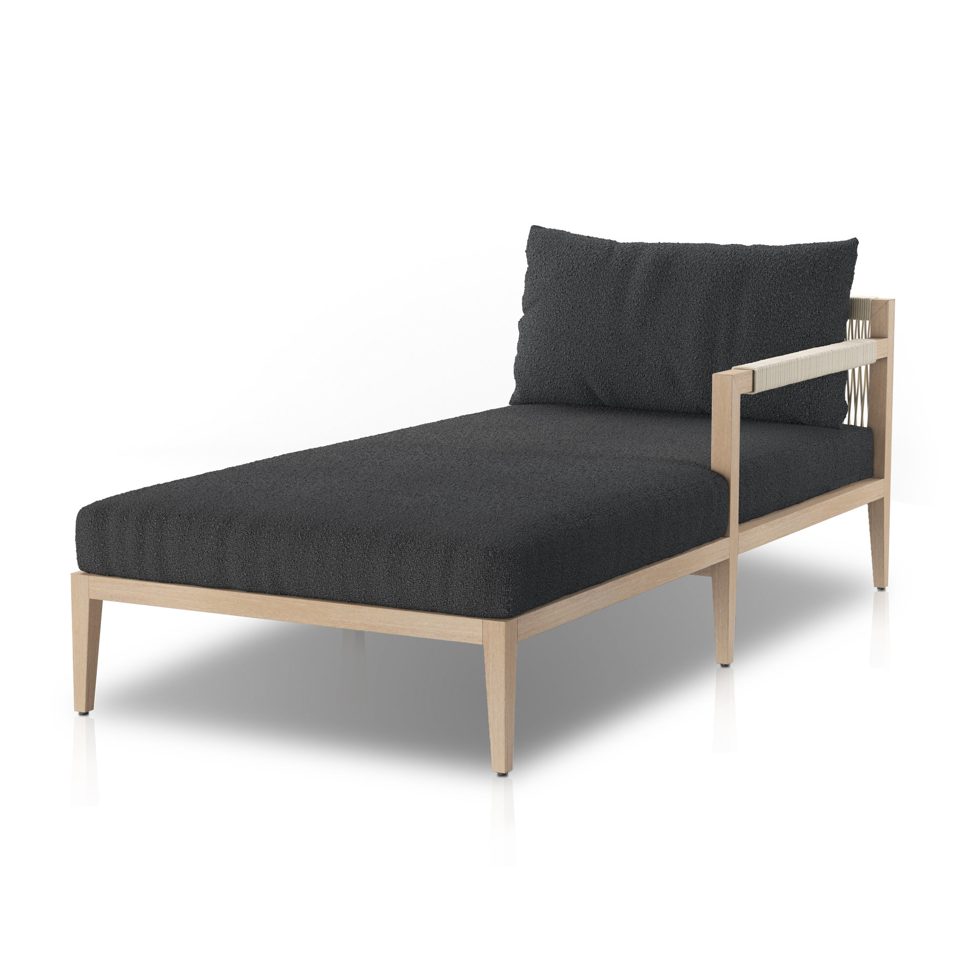 Nida 33'' Outdoor Aluminum Chaise Lounge, Fiqa Slate Boucle, Weathered Gray/Dark Gray
