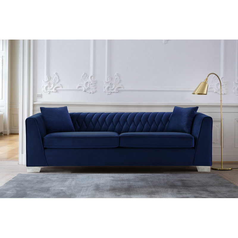 Gagnon 90.5'' Velvet Sofa, Blue