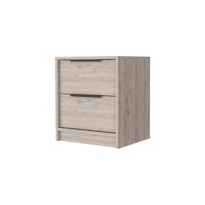 Washington Nightstand, Two Large Drawers, Light Gray