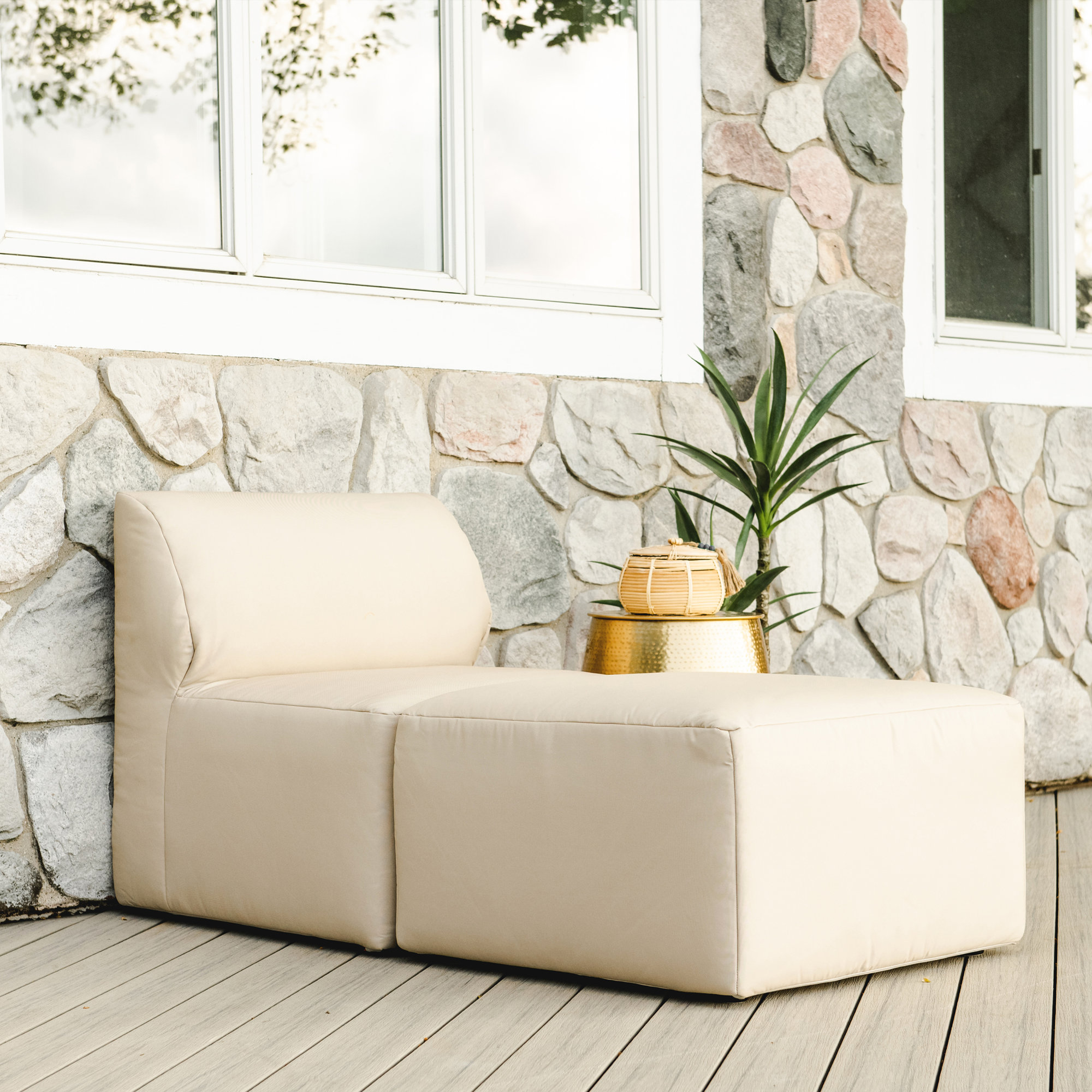 Big Joe Patio Outdoor Lounge Chair & Ottoman Set, Bask Terra