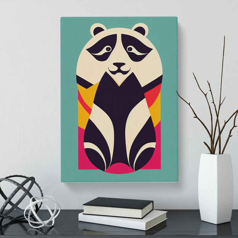 CAN-V0523-1719X Panda Art Deco Design - Wrapped Canvas Print, 50cm H x 35cm W