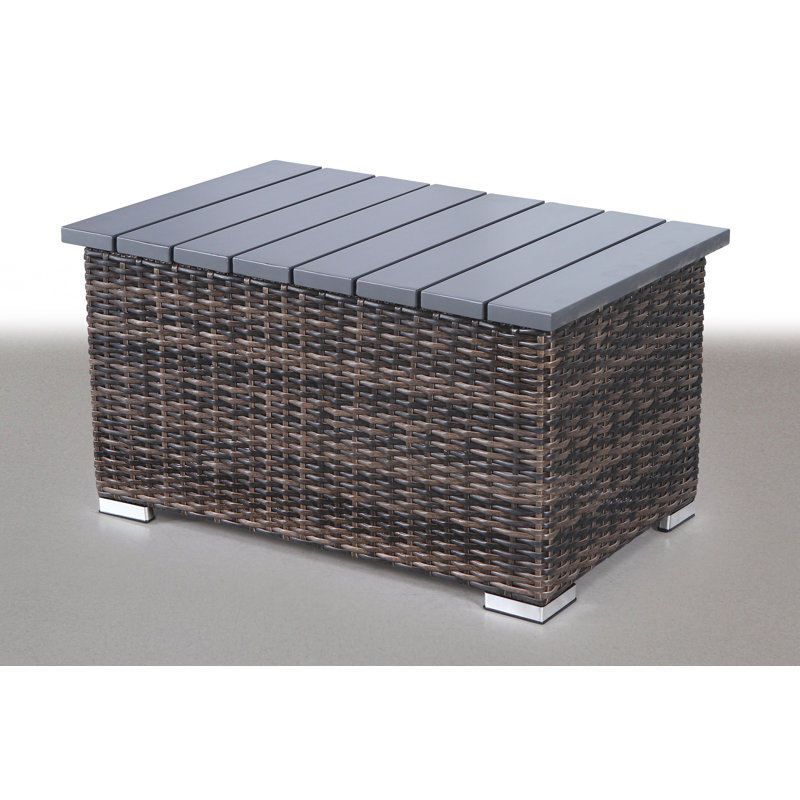 Espresso Rattan Wicker 4-Person Seating Group with Gray Cushions