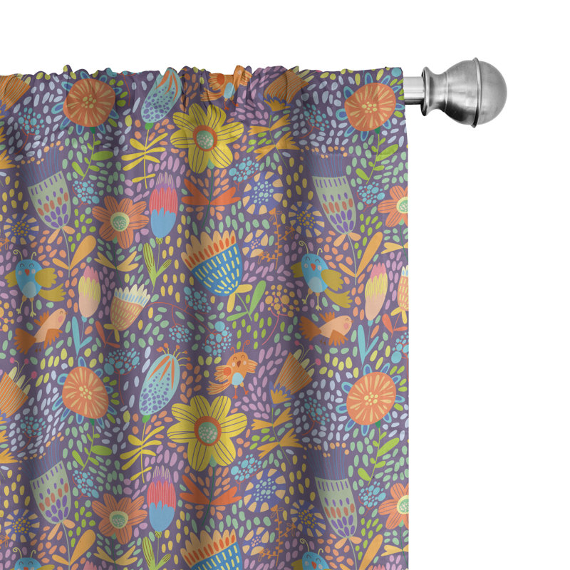 Whimsical Semi-Sheer Rod Pocket Curtain Panels, 28" x 95"