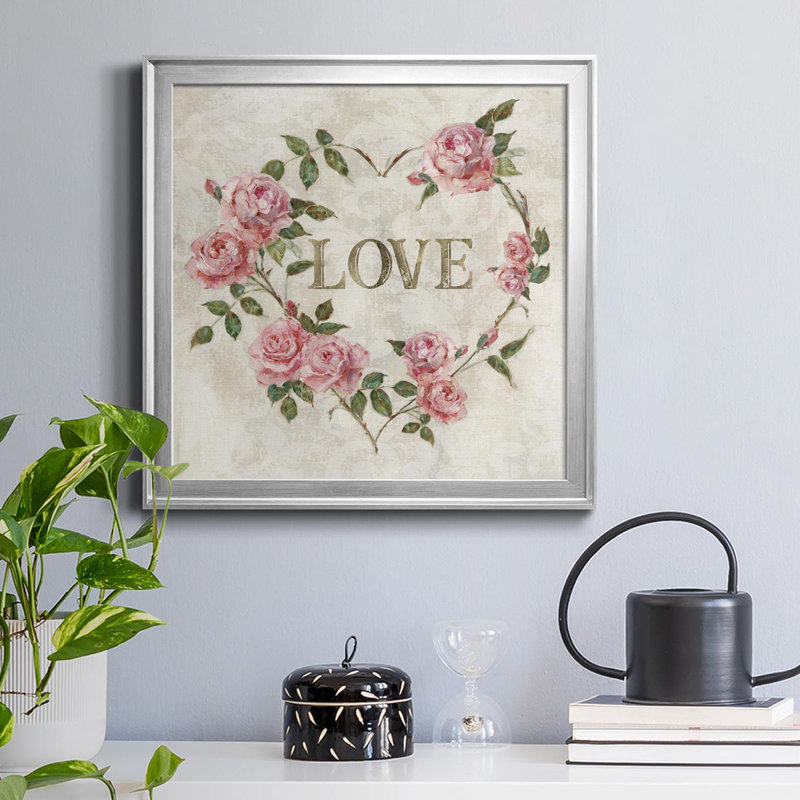 «Love Heart», art textuel sur toile, H 34,5 po x l 34,5 po x P 1,5 po, Argent
