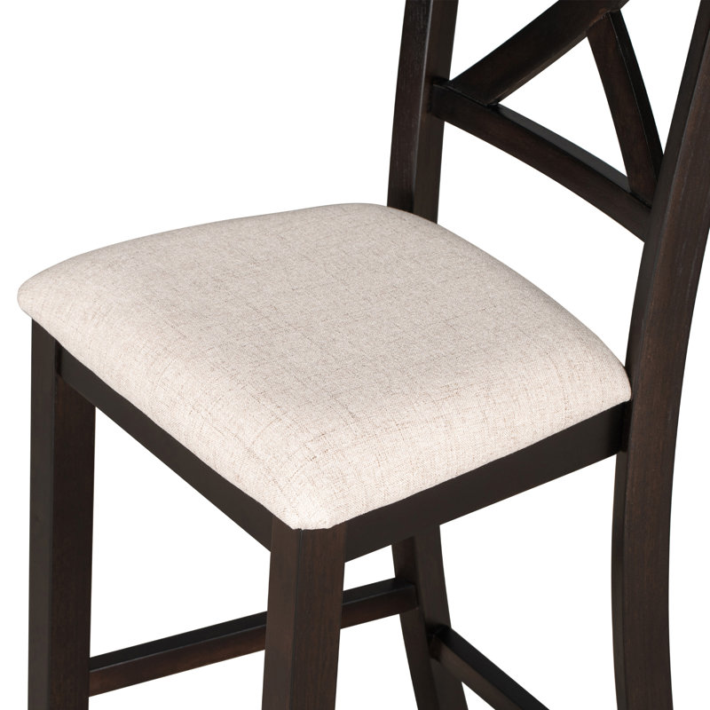 Ensemble de 6 tables de salle à manger à hauteur de comptoir avec 4 chaises et un banc pour la salle à manger, Espresso