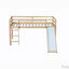 Rubber Wood Low Loft Bed with Slide-1727887990