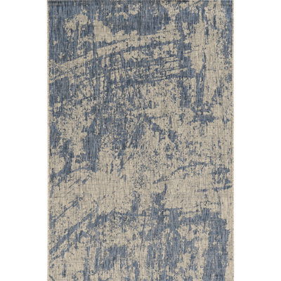 Tapis intérieur / extérieur bleu / sable Adilynn