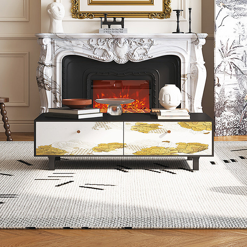 Table basse avec rangement peint français rétro, Noir