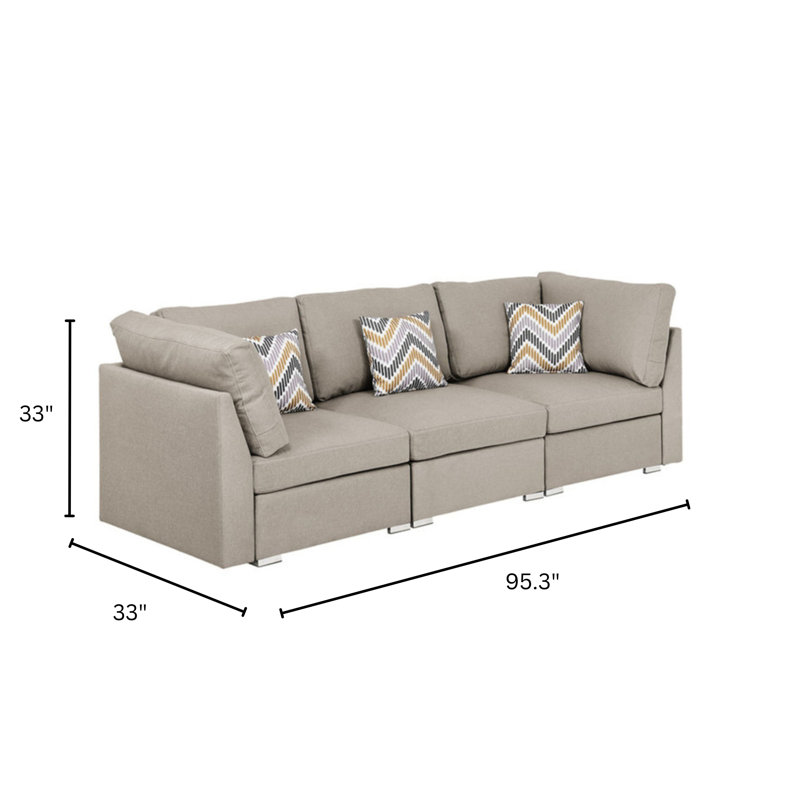 Canapé en tissu beige avec coussins Latitude Run®