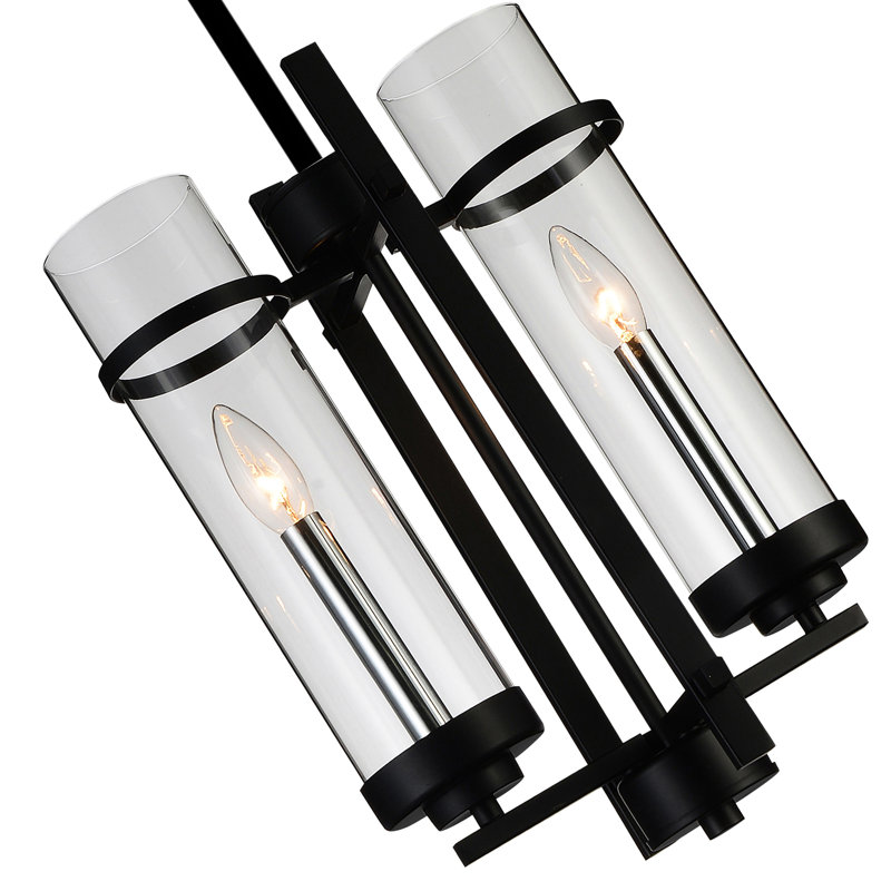 Mini luminaire suspendu moderne noir 2 lumières 2 lumières pour salle à manger ou cuisine
