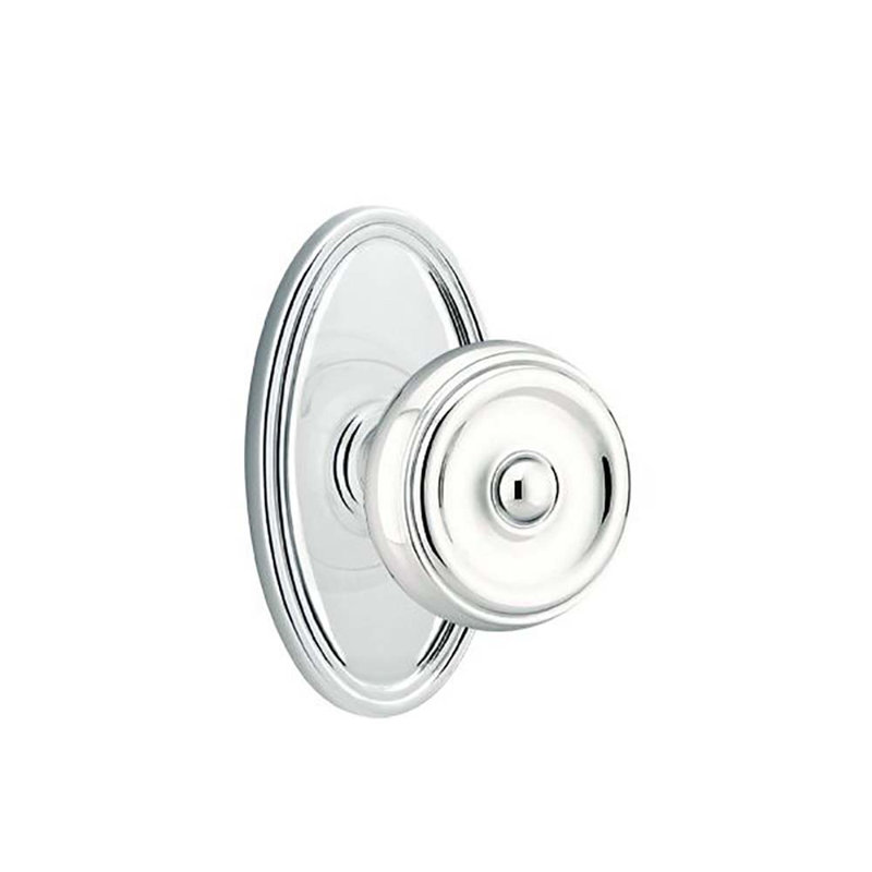 Ensemble de faux boutons Emtek avec bouton ovale Roestte et Waverly, Chrome poli