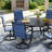 7-Pieces Round Patio Dining Set With Swivel PVC-coated polyester Chairs-1561478139