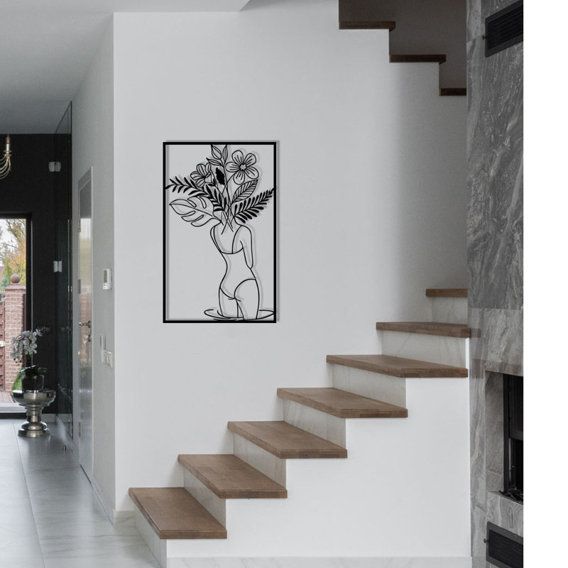 Accessoire mural décoratif en métal, noir, 14,9 po x 24 po | Fabrication 100% métal, épaisseur: 0,05 pouce | Décoration élégante pour le salon et le bureau, design durable et accrocheur