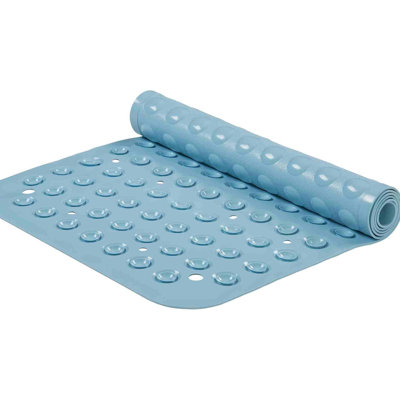 Bathtub Mat For Shower: Soft Silicone Bath Mat Non Slip With Suction Cups Tub Mat For Bathroom For Family Extra Large Shower Matt Machine Washable - Blue