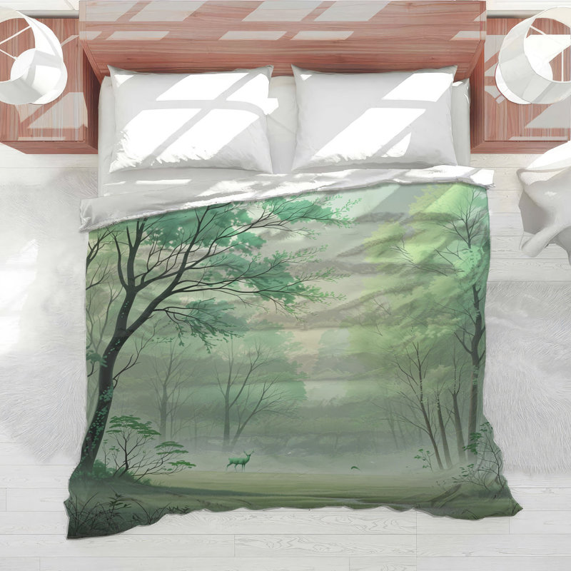 Misty Forest Scene Comforter, Twin