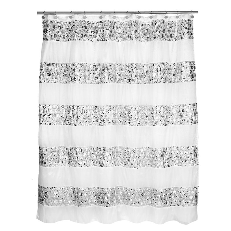 Rideau de douche simple rayé Ced, Blanc
