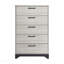 Commode de chambre contemporaine à 2 tiroirs en chêne blanc et gris à 5 tiroirs avec rangement 1 pièce