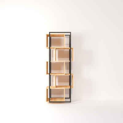 Multi-Purpose Shelf with Electrostatic Powder Coated Metal Legs, Oak Finish, 27.6 x 68.9 x 13.4 inches | 100% Melamine Coated Particle Board, Wall-Mountable, Numerous Shelves, Ideal for Home & Office Organization