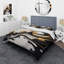 Ensemble de housse de couette en microfibre / polyester noir et doré-805855277