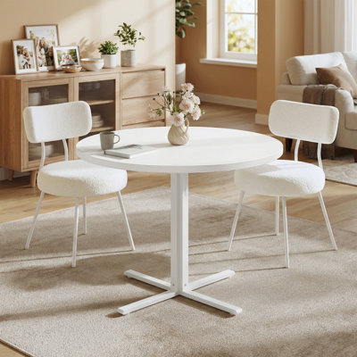 Table de cuisine ronde de 31,5 po de largeur avec cadre robuste pour 2 à 4 personnes
