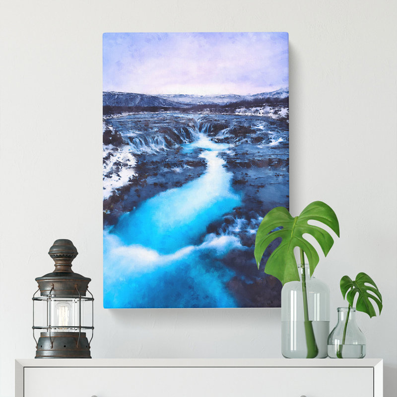 Winter Waterfall in Iceland - Wrapped Canvas, 76cm H x 50cm W x 3cm D